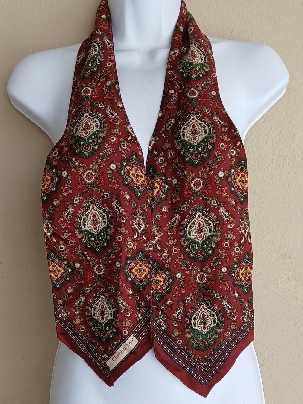 Vintage Christian Dior Classic Silk Scarf For Hair Tie Purse Bag Or Neck Bow Tie - Picture 2 of 7